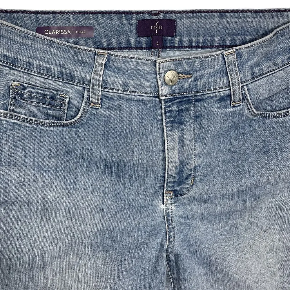 NYDJ Women’s Blue Mid Rise Five Pocket Clarissa Ankle Denim Jeans Size 4
